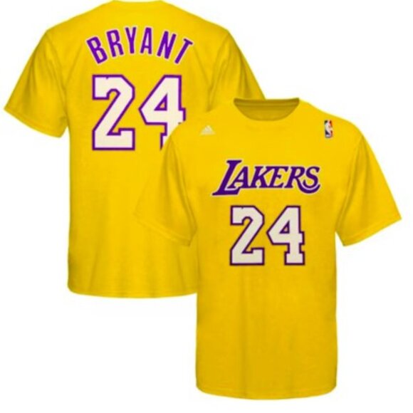 Mens Los Angeles Lakers Kobe Bryant adidas Gold Net Number T-Shirt - Picture 1 of 6